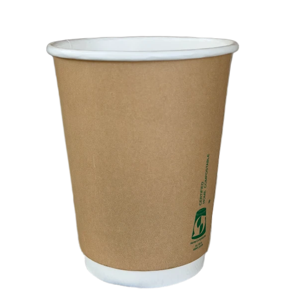 12oz AS5810 home compostable double wall coffee cup with 90mm rim by Natureware