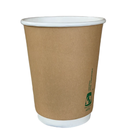 12oz AS5810 home compostable double wall coffee cup with 90mm rim by Natureware