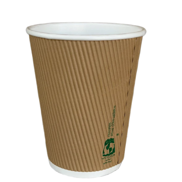12oz AS5810 home compostable ripple wall coffee cup with 90mm rim by Natureware
