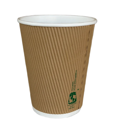 12oz AS5810 home compostable ripple wall coffee cup with 90mm rim by Natureware