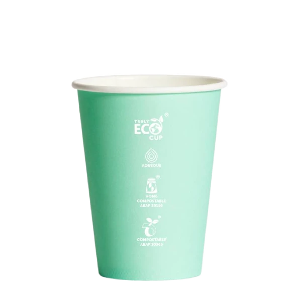 12oz Truly Eco Pastel AS5810 home compostable coffee cup with aqueous coating by Natureware