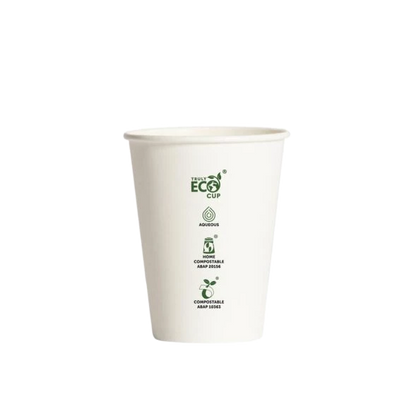 12oz Truly Eco White AS5810 home compostable coffee cup with aqueous coating by Natureware