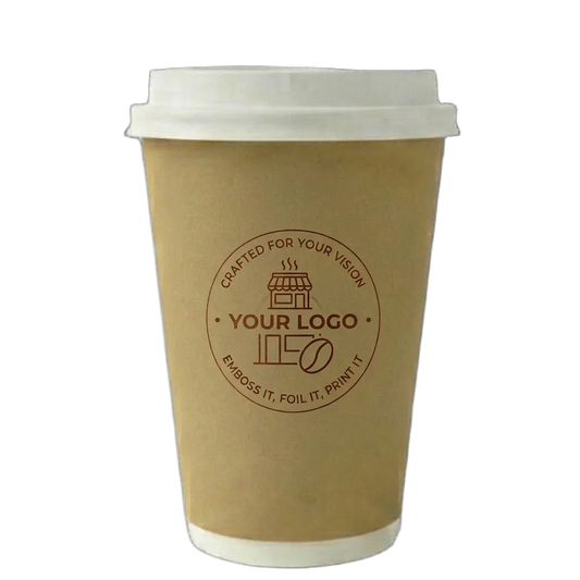 12oz AS5810 home compostable custom branded double wall coffee cup with soy ink printing by Natureware