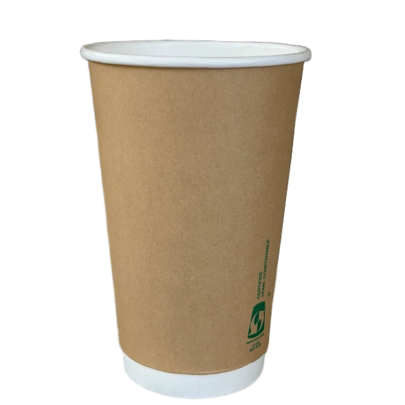 16oz AS5810 home compostable double wall coffee cup with 90mm rim by Natureware