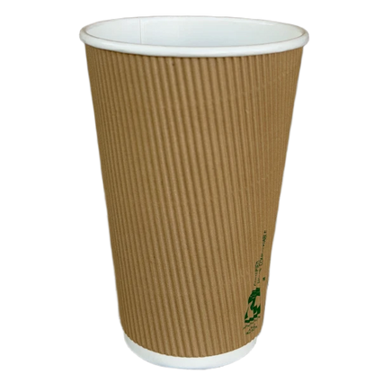 16oz AS5810 home compostable ripple wall coffee cup with 90mm rim by Natureware