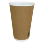 16oz AS5810 home compostable ripple wall coffee cup with 90mm rim by Natureware