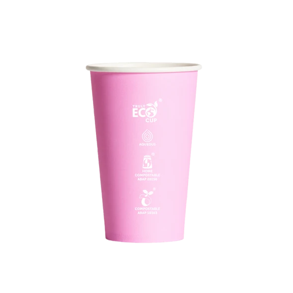 16oz Truly Eco Pastel AS5810 home compostable coffee cup with aqueous coating by Natureware