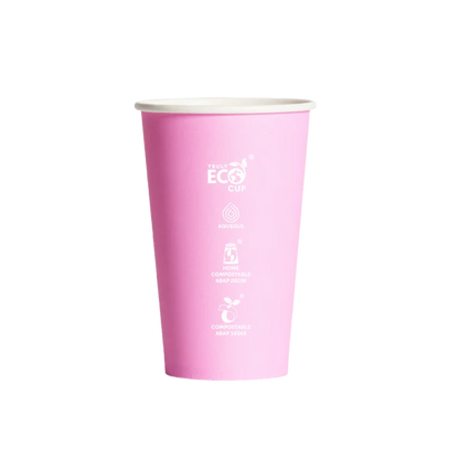 16oz Truly Eco Pastel AS5810 home compostable coffee cup with aqueous coating by Natureware