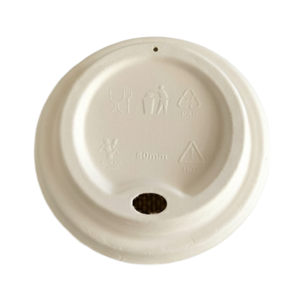 80mm AS5810 home compostable bagasse coffee lid for 8oz cups by Natureware