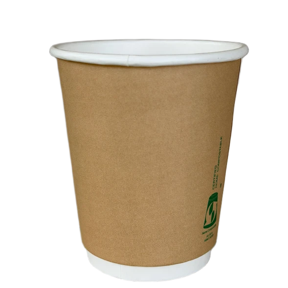 8oz AS5810 home compostable double wall coffee cup with 80mm rim by Natureware