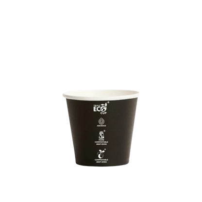 8oz Truly Eco Black AS5810 home compostable coffee cup with aqueous coating by Natureware
