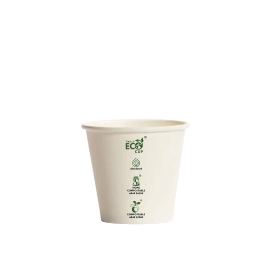 8oz Truly Eco White AS5810 home compostable coffee cup with aqueous coating by Natureware