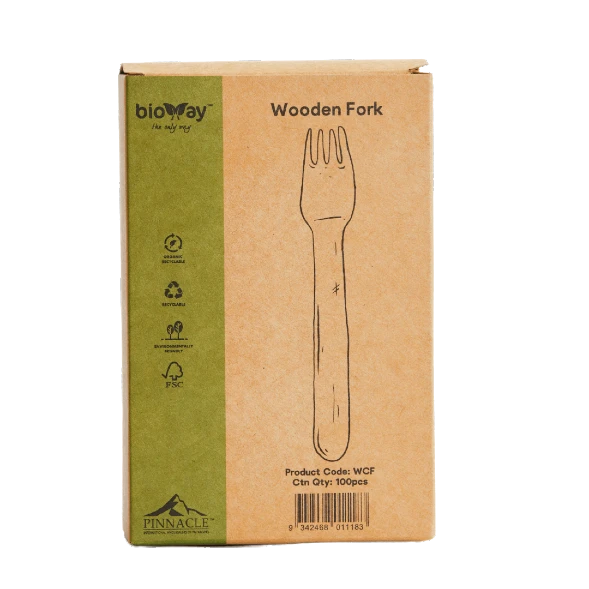 Bioway FSC certified wooden fork 160mm with sturdy tines for salads and pasta by Natureware