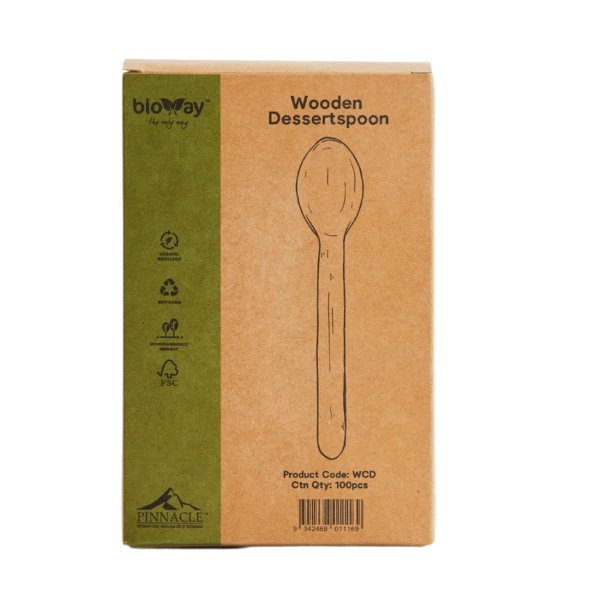 Bioway FSC certified wooden spoon 160mm with deep bowl for soups and desserts by Natureware