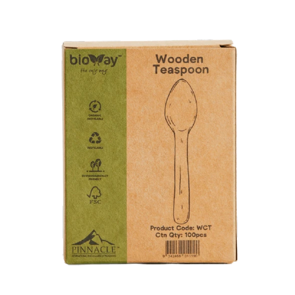 Bioway FSC certified wooden teaspoon 110mm for coffee stirring and desserts by Natureware