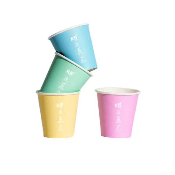 Truly Eco Pastel AS5810 home compostable coffee cups showing full color range by Natureware