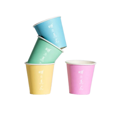 Truly Eco Pastel AS5810 home compostable coffee cups showing full color range by Natureware