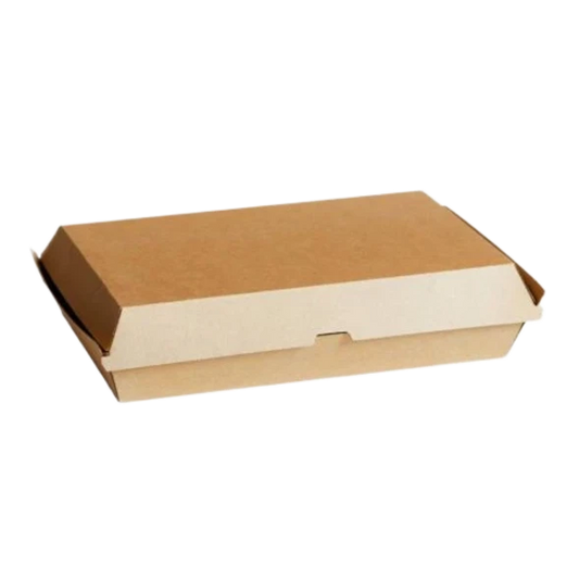 Family size kraft corrugated box (290x170x85mm) for large takeaway meals and sharing portions by Natureware