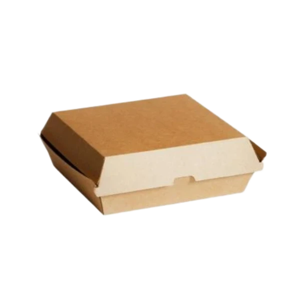 Kraft corrugated dinner box (178x160x75mm) for fish and chips, burgers and full meal portions by Natureware
