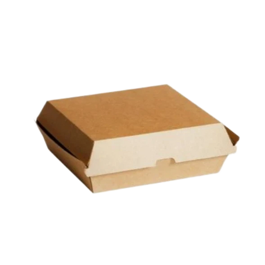Kraft corrugated dinner box (178x160x75mm) for fish and chips, burgers and full meal portions by Natureware