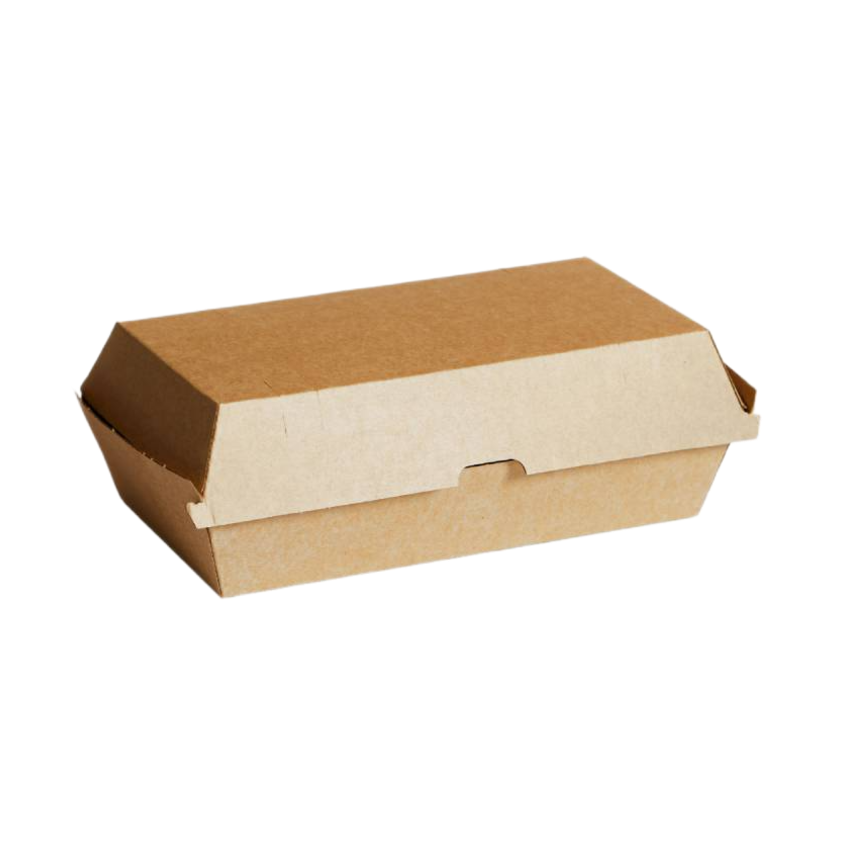 Large kraft corrugated snack box (205x107x78mm) for fish and chips, meal combos and sharing sides by Natureware
