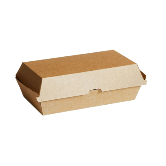 Large kraft corrugated snack box (205x107x78mm) for fish and chips, meal combos and sharing sides by Natureware