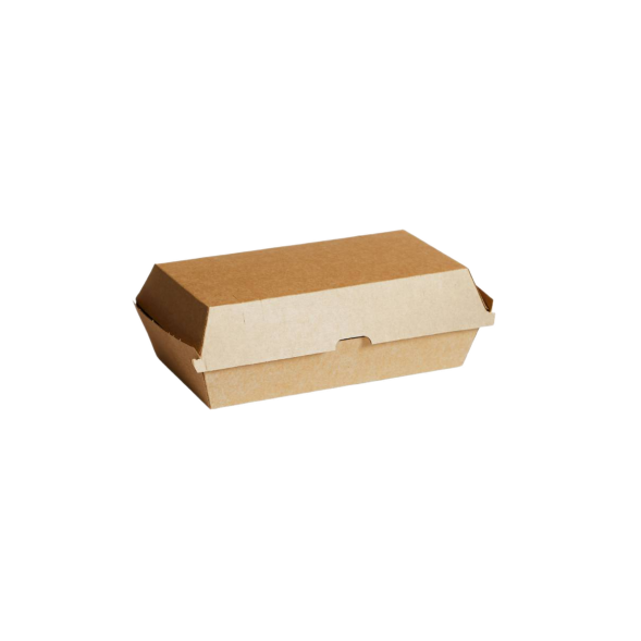 Medium kraft corrugated snack box (143x90x77mm) for hot chips, sides and desserts by Natureware