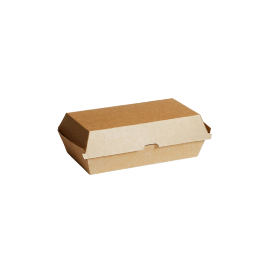 Medium kraft corrugated snack box (143x90x77mm) for hot chips, sides and desserts by Natureware