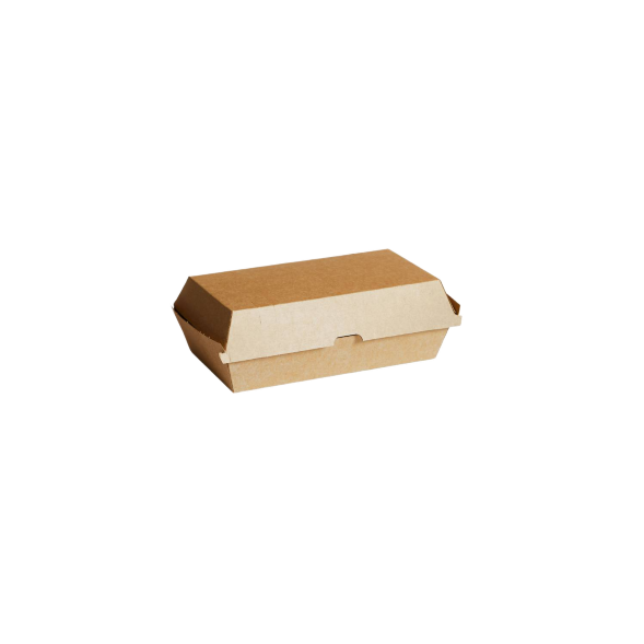 Small kraft corrugated snack box (150x96x61mm) for takeaway sides, nuggets and finger foods by Natureware