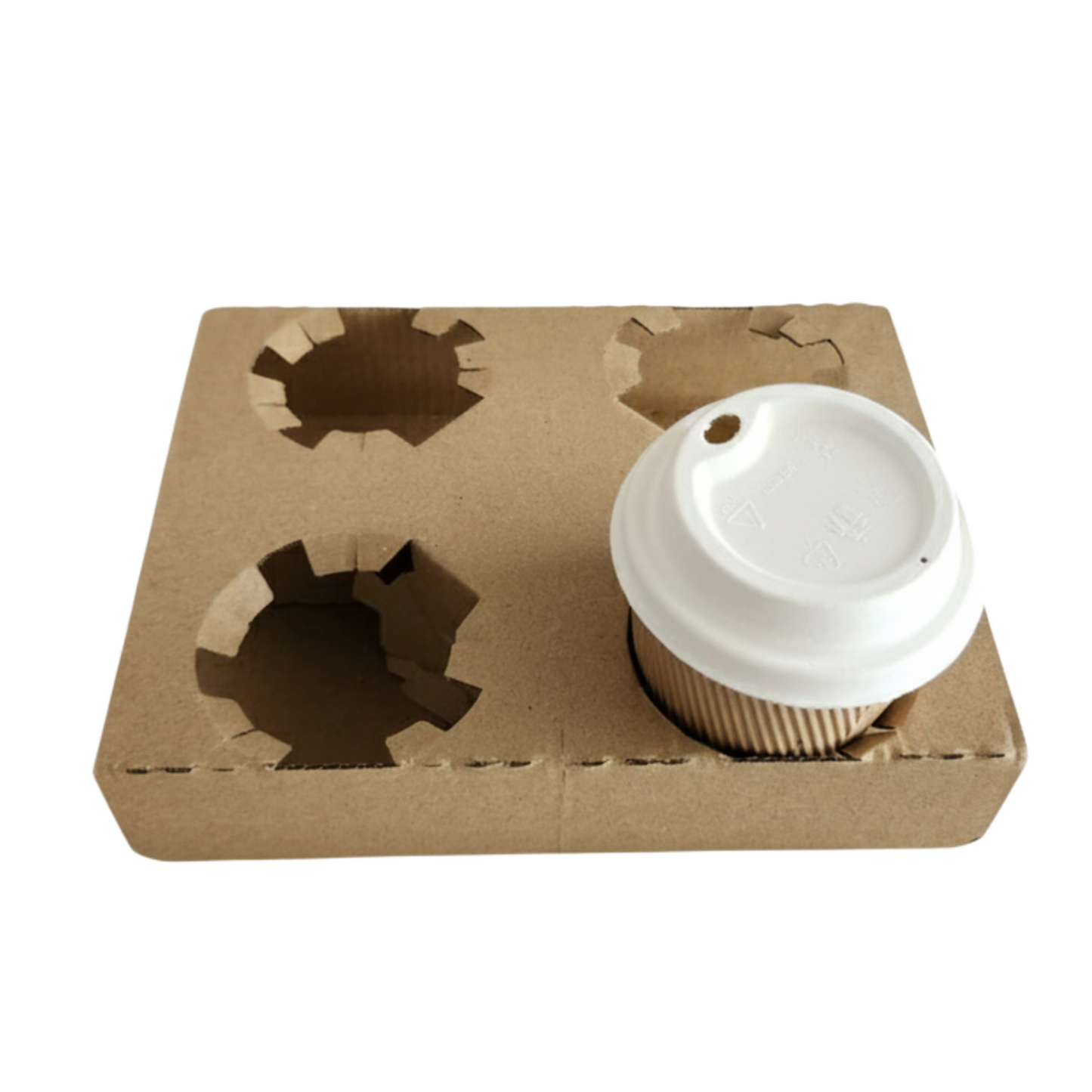 4-cup convertible kraft drink carrier with perforation for 2-cup use, fits 8oz to 16oz cups by Natureware
