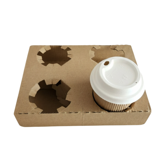 4-cup convertible kraft drink carrier with perforation for 2-cup use, fits 8oz to 16oz cups by Natureware