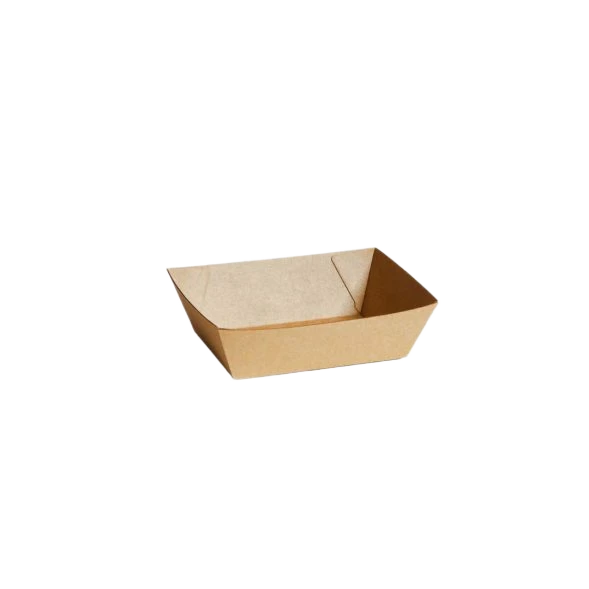 Small kraft corrugated open tray 1 (131x91x50mm) for chips, nuggets and snacks by Natureware