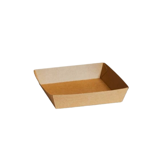 Mid-sized kraft corrugated open tray 3 (180x134x45mm) for fish and chips and lunch specials by Natureware