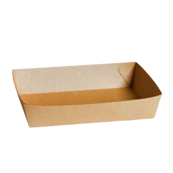 Large kraft corrugated open tray 4 (229x152x45mm) for family platters and catering events by Natureware