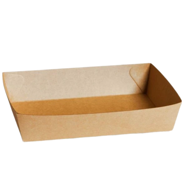 Large kraft corrugated open tray 6 (300x227x38mm) for catering platters and sharing meals by Natureware